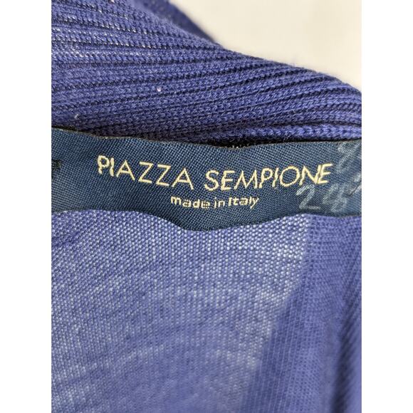 Piazza Sempione Cardigan Sweater Wool Silk Long Knit Fall Winter Blue Size S - Picture 9 of 11